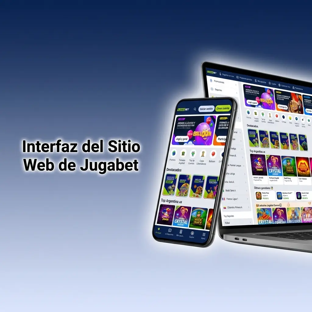 Interfaz del sitio web de Jugabet para jugadores argentinos con navegación a apuestas, casino, promociones y soporte